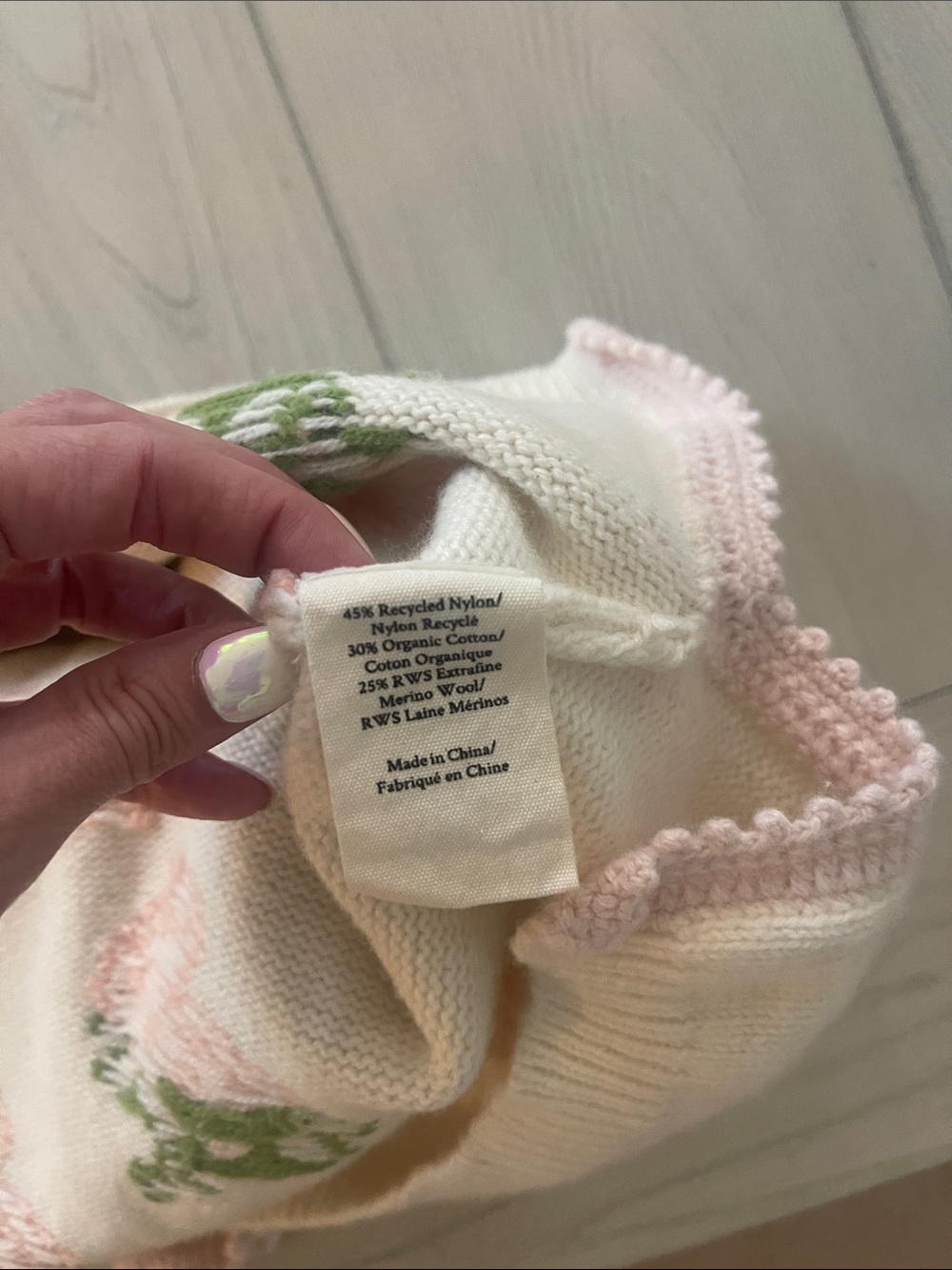 LoveShackFancy White Knit Dress with Pink Floral Bows - Picture 9 of 10